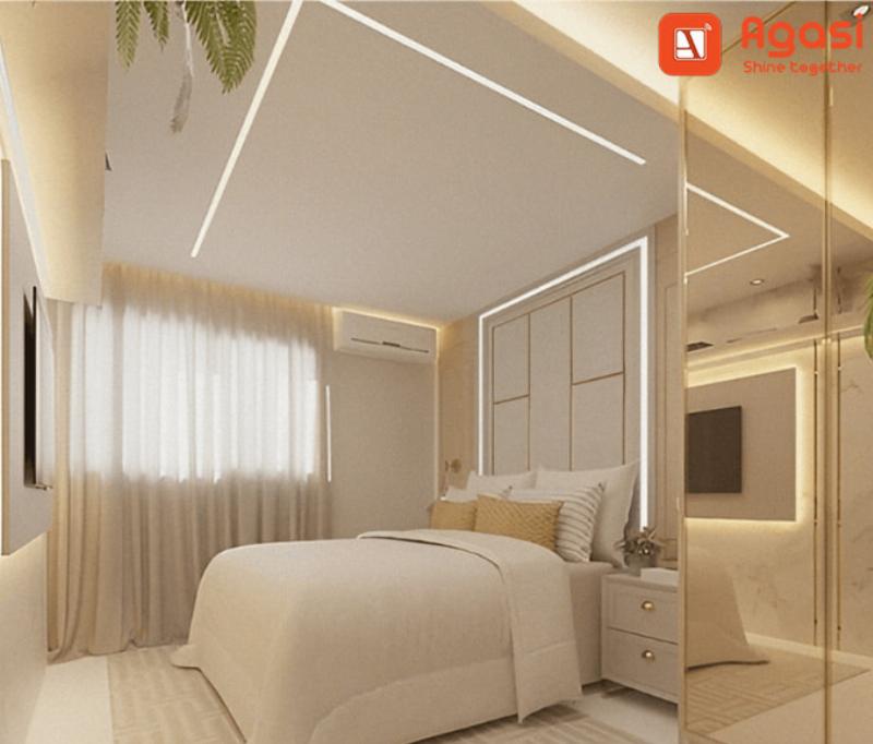 Các loại đèn trang trí phòng ngủ phổ biến như đèn trần, đèn đầu giường, đèn sàn, đèn tường và đèn dây LED giúp tạo không gian ấm cúng và thư giãn